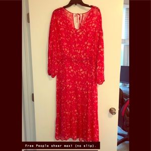 Free People red sheer maxi (no slip)